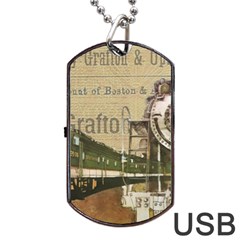 Train Vintage Tracks Travel Old Dog Tag Usb Flash (one Side) by Nexatart