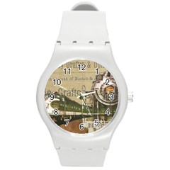 Train Vintage Tracks Travel Old Round Plastic Sport Watch (m) by Nexatart