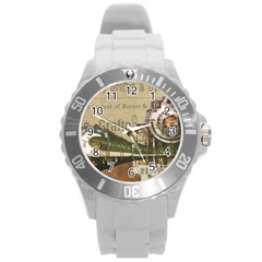 Train Vintage Tracks Travel Old Round Plastic Sport Watch (l) by Nexatart