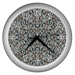 Ornate Pattern Mosaic Wall Clocks (silver)  by dflcprints