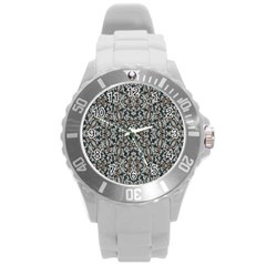 Ornate Pattern Mosaic Round Plastic Sport Watch (l) by dflcprints