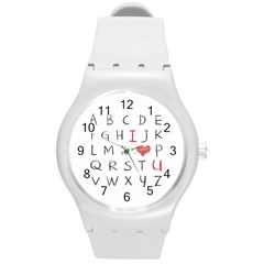 Love Alphabet Round Plastic Sport Watch (m) by Valentinaart