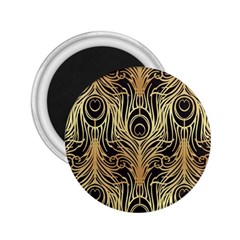 Gold, Black,peacock Pattern,art Nouveau,vintage,belle Epoque,chic,elegant,peacock Feather,beautiful 2 25  Magnets by NouveauDesign