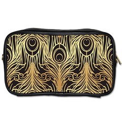 Gold, Black,peacock Pattern,art Nouveau,vintage,belle Epoque,chic,elegant,peacock Feather,beautiful Toiletries Bags by NouveauDesign