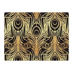 Gold, Black,peacock Pattern,art Nouveau,vintage,belle Epoque,chic,elegant,peacock Feather,beautiful Double Sided Flano Blanket (mini)  by NouveauDesign