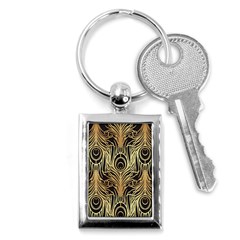 Gold, Black,peacock Pattern,art Nouveau,vintage,belle Epoque,chic,elegant,peacock Feather,beautiful Key Chains (rectangle)  by NouveauDesign