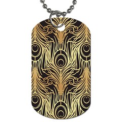 Gold, Black,peacock Pattern,art Nouveau,vintage,belle Epoque,chic,elegant,peacock Feather,beautiful Dog Tag (two Sides) by NouveauDesign