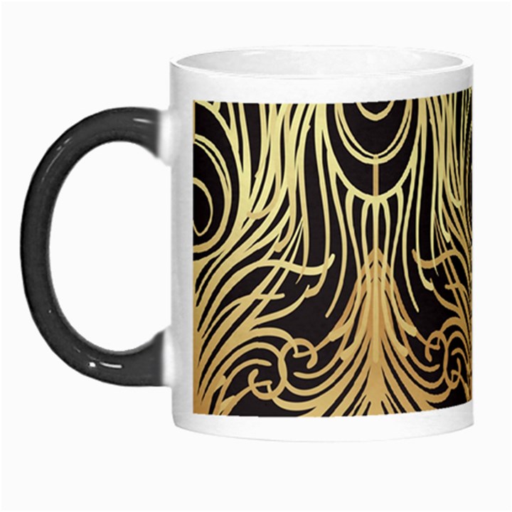 gold, black,peacock pattern,art nouveau,vintage,belle epoque,chic,elegant,peacock feather,beautiful Morph Mugs