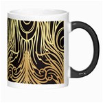 gold, black,peacock pattern,art nouveau,vintage,belle epoque,chic,elegant,peacock feather,beautiful Morph Mugs Right