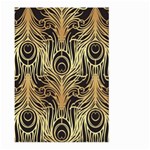 gold, black,peacock pattern,art nouveau,vintage,belle epoque,chic,elegant,peacock feather,beautiful Large Garden Flag (Two Sides) Front