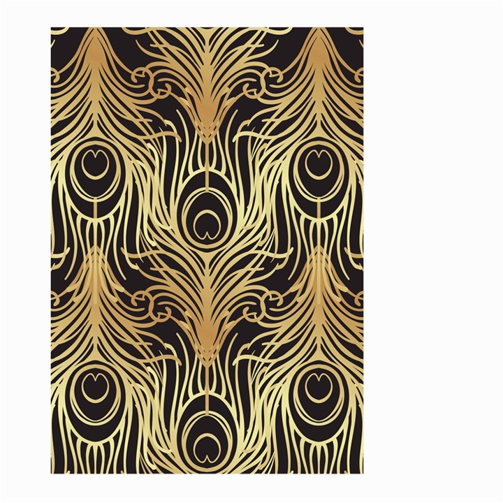 gold, black,peacock pattern,art nouveau,vintage,belle epoque,chic,elegant,peacock feather,beautiful Large Garden Flag (Two Sides)