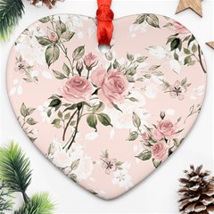 Pink Shabby Chic Floral Ornament (heart) by NouveauDesign