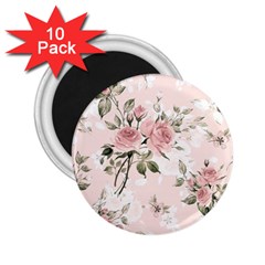 Pink Shabby Chic Floral 2 25  Magnets (10 Pack)  by NouveauDesign