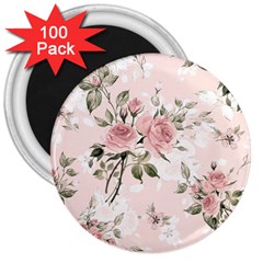 Pink Shabby Chic Floral 3  Magnets (100 Pack) by NouveauDesign