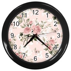 Pink Shabby Chic Floral Wall Clocks (black) by NouveauDesign