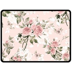 Pink Shabby Chic Floral Fleece Blanket (large)  by NouveauDesign