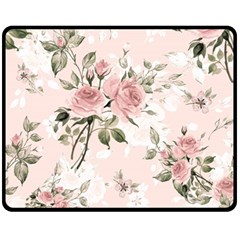 Pink Shabby Chic Floral Fleece Blanket (medium)  by NouveauDesign