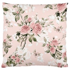 Pink Shabby Chic Floral Large Cushion Case (one Side) by NouveauDesign