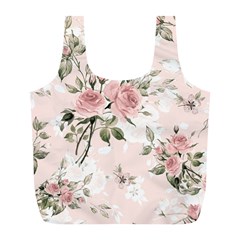 Pink Shabby Chic Floral Full Print Recycle Bags (l)  by NouveauDesign