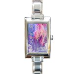 marbled,ultraviolet,violet,purple,pink,blue,white,stone,marble,modern,trendy,beautiful Rectangle Italian Charm Watch Front