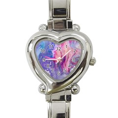 Marbled,ultraviolet,violet,purple,pink,blue,white,stone,marble,modern,trendy,beautiful Heart Italian Charm Watch by NouveauDesign