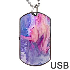 Marbled,ultraviolet,violet,purple,pink,blue,white,stone,marble,modern,trendy,beautiful Dog Tag Usb Flash (one Side) by NouveauDesign