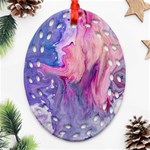 marbled,ultraviolet,violet,purple,pink,blue,white,stone,marble,modern,trendy,beautiful Oval Filigree Ornament (Two Sides) Back