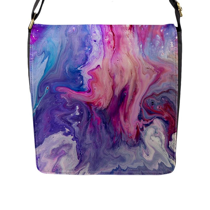 marbled,ultraviolet,violet,purple,pink,blue,white,stone,marble,modern,trendy,beautiful Flap Messenger Bag (L) 