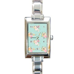 Mint,shabby Chic,floral,pink,vintage,girly,cute Rectangle Italian Charm Watch by NouveauDesign