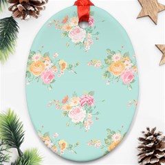 Mint,shabby Chic,floral,pink,vintage,girly,cute Ornament (oval) by NouveauDesign