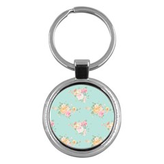 Mint,shabby Chic,floral,pink,vintage,girly,cute Key Chains (round)  by NouveauDesign