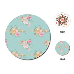 Mint,shabby Chic,floral,pink,vintage,girly,cute Playing Cards (round)  by NouveauDesign