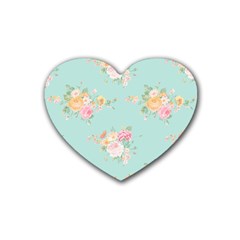 Mint,shabby Chic,floral,pink,vintage,girly,cute Heart Coaster (4 Pack)  by NouveauDesign