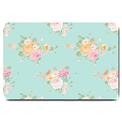 Mint,shabby Chic,floral,pink,vintage,girly,cute Large Doormat  by NouveauDesign