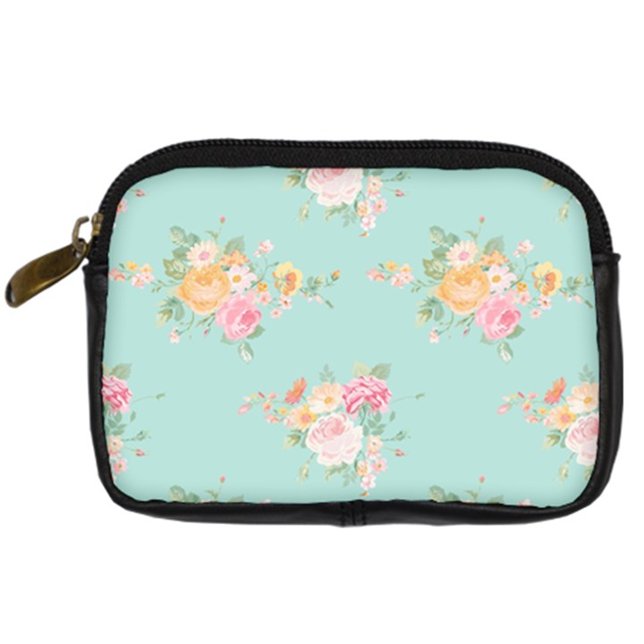 Mint,shabby chic,floral,pink,vintage,girly,cute Digital Camera Cases