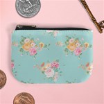 Mint,shabby chic,floral,pink,vintage,girly,cute Mini Coin Purses Front