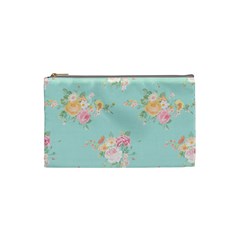 Mint,shabby Chic,floral,pink,vintage,girly,cute Cosmetic Bag (small)  by NouveauDesign