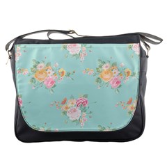 Mint,shabby Chic,floral,pink,vintage,girly,cute Messenger Bags by NouveauDesign