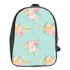 Mint,shabby Chic,floral,pink,vintage,girly,cute School Bag (xl) by NouveauDesign