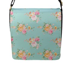 Mint,shabby Chic,floral,pink,vintage,girly,cute Flap Messenger Bag (l)  by NouveauDesign