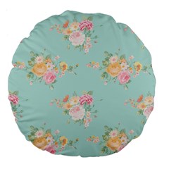 Mint,shabby Chic,floral,pink,vintage,girly,cute Large 18  Premium Flano Round Cushions by NouveauDesign