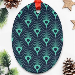 Blue,teal,peacock Pattern,art Deco Ornament (oval) by NouveauDesign