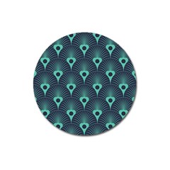 Blue,teal,peacock Pattern,art Deco Magnet 3  (round) by NouveauDesign