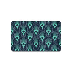 Blue,teal,peacock Pattern,art Deco Magnet (name Card) by NouveauDesign