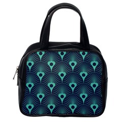 Blue,teal,peacock Pattern,art Deco Classic Handbags (one Side) by NouveauDesign