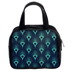 Blue,teal,peacock Pattern,art Deco Classic Handbags (2 Sides) by NouveauDesign