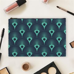 Blue,teal,peacock Pattern,art Deco Cosmetic Bag (large)  by NouveauDesign