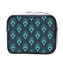 Blue,teal,peacock Pattern,art Deco Mini Toiletries Bags by NouveauDesign