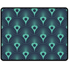 Blue,teal,peacock Pattern,art Deco Fleece Blanket (medium)  by NouveauDesign