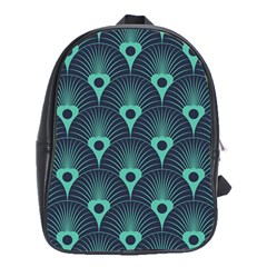 Blue,teal,peacock Pattern,art Deco School Bag (xl)